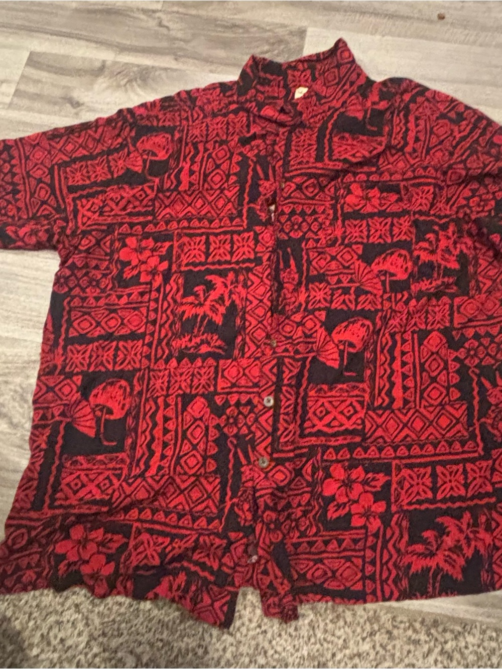 3XL Men's Red and Black Patterned Button-Up Jacket